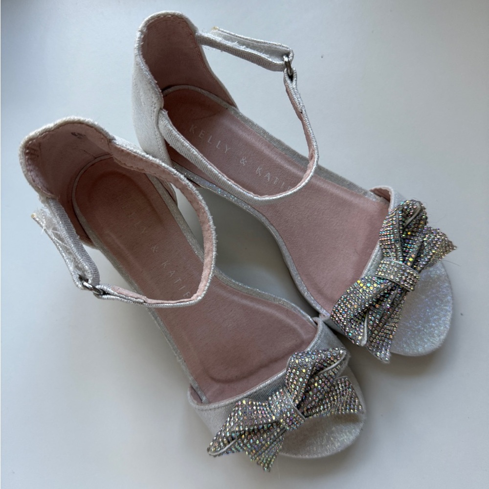 Kelly & Katie Glittery Silver Kids Dress Shoes